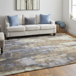 Alternative view of Feizy Clio Modern Abstract 39K6F Brown/Blue/Ivory Area Rug