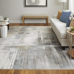 Alternative view of Feizy Clio Modern Abstract 39LWF Ivory/Gray/Brown Area Rug