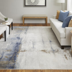 Alternative view of Feizy Clio Modern Abstract 39LXF Ivory/Blue/Brown Area Rug