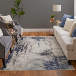 Alternative view of Feizy Mandana Modern Abstract 39LZF Ivory/Blue Area Rug