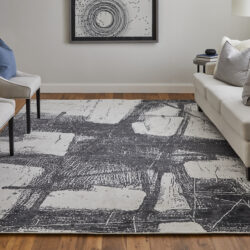 Alternative view of Feizy Coda Modern Abstract 8927F Black/White Area Rug
