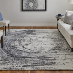 Alternative view of Feizy Coda Modern Abstract 8928F Black/White Area Rug