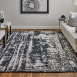 Alternative view of Feizy Coda Modern Abstract 8929F Black/White Area Rug