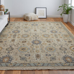 Alternative view of Feizy Corbitt Traditional Oriental 0613F Tan/Blue/Gold Area Rug