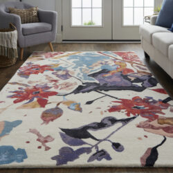 Alternative view of Feizy Dafney Transitional Floral & Botanical 8863F Red/Blue/Purple Area Rug