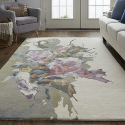 Alternative view of Feizy Dafney Transitional Floral & Botanical 8864F Purple/Pink/Green Area Rug