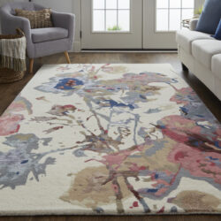 Alternative view of Feizy Dafney Transitional Floral & Botanical 8865F Blue/Pink/Gray Area Rug