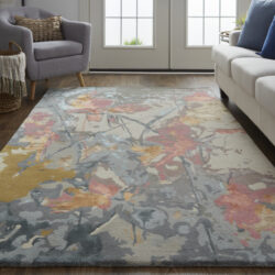 Alternative view of Feizy Dafney Transitional Floral & Botanical 8867F Blue/Pink/Gray Area Rug