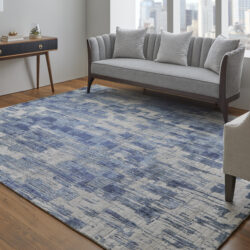 Alternative view of Feizy Eastfield Modern Abstract 69AGF Blue/Ivory Area Rug