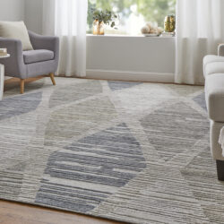 Alternative view of Feizy Elias Modern Diamond 69FWF Ivory/Blue/Brown Area Rug