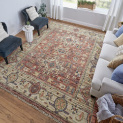 Alternative view of Feizy Fillmore Transitional Medallion 69CKF Red/Ivory/Gold Area Rug