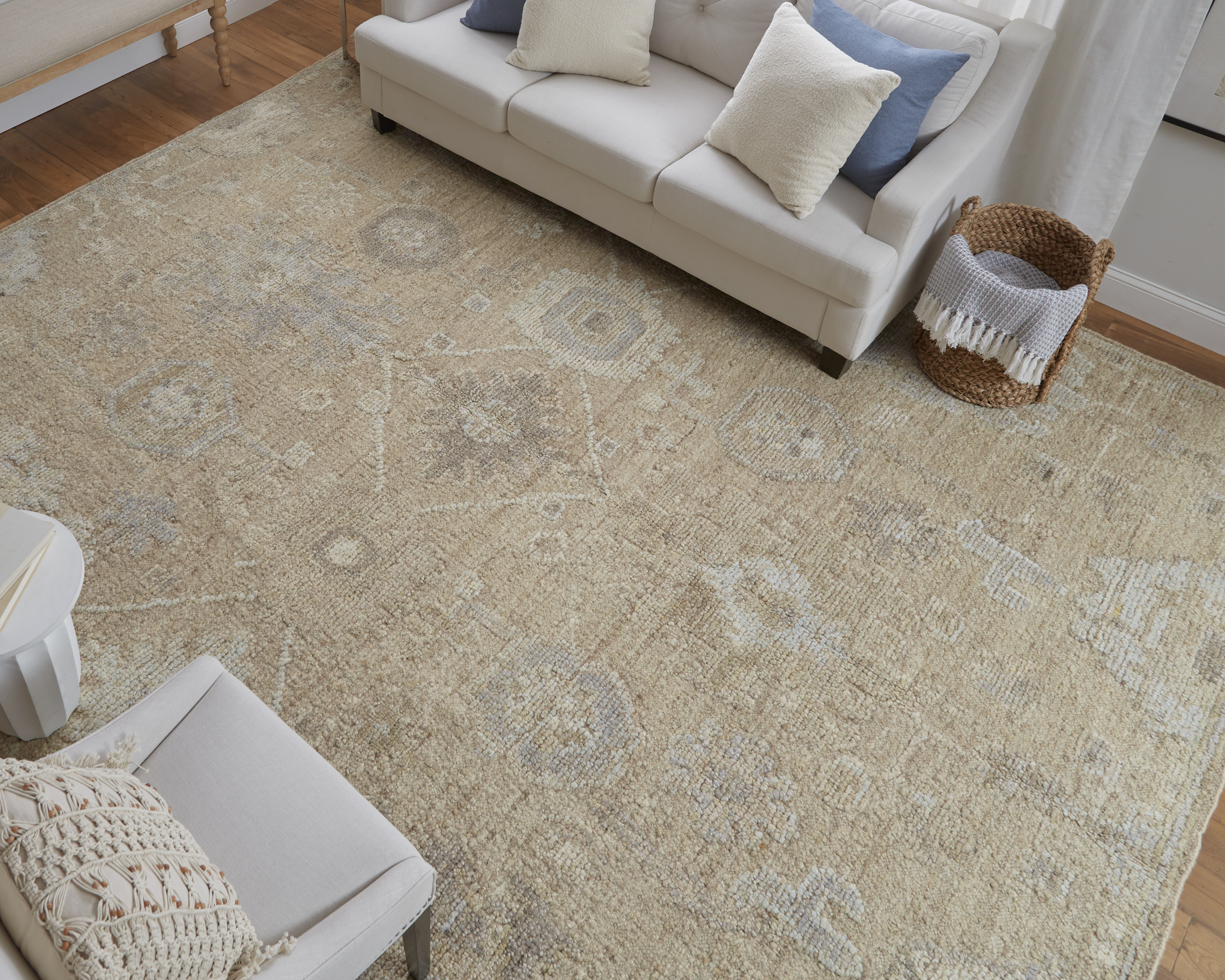 Feizy Grafton Transitional Floral & Botanical 69F8F Tan/Gray/Ivory Area Rug - Image 2