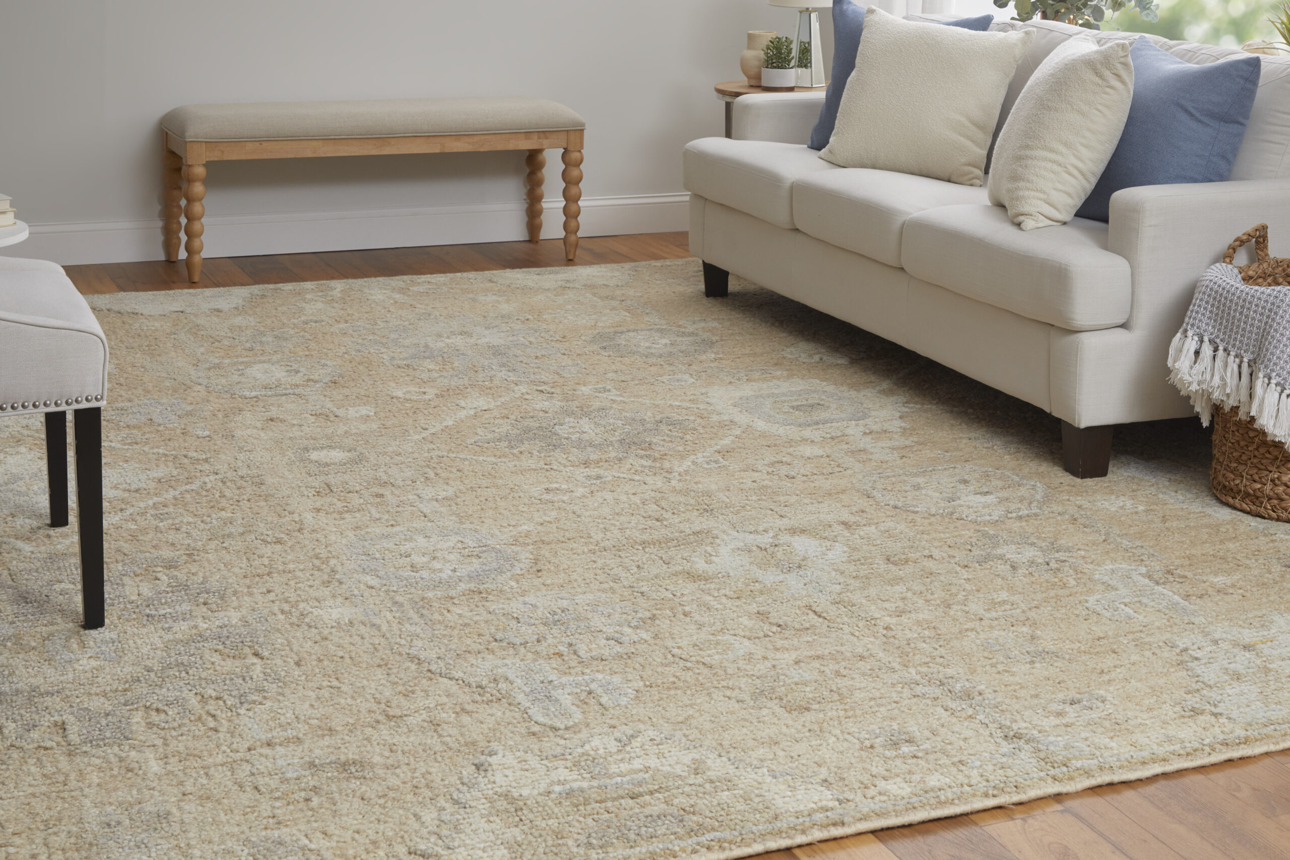 Feizy Grafton Transitional Floral & Botanical 69F8F Tan/Gray/Ivory Area Rug - Image 7