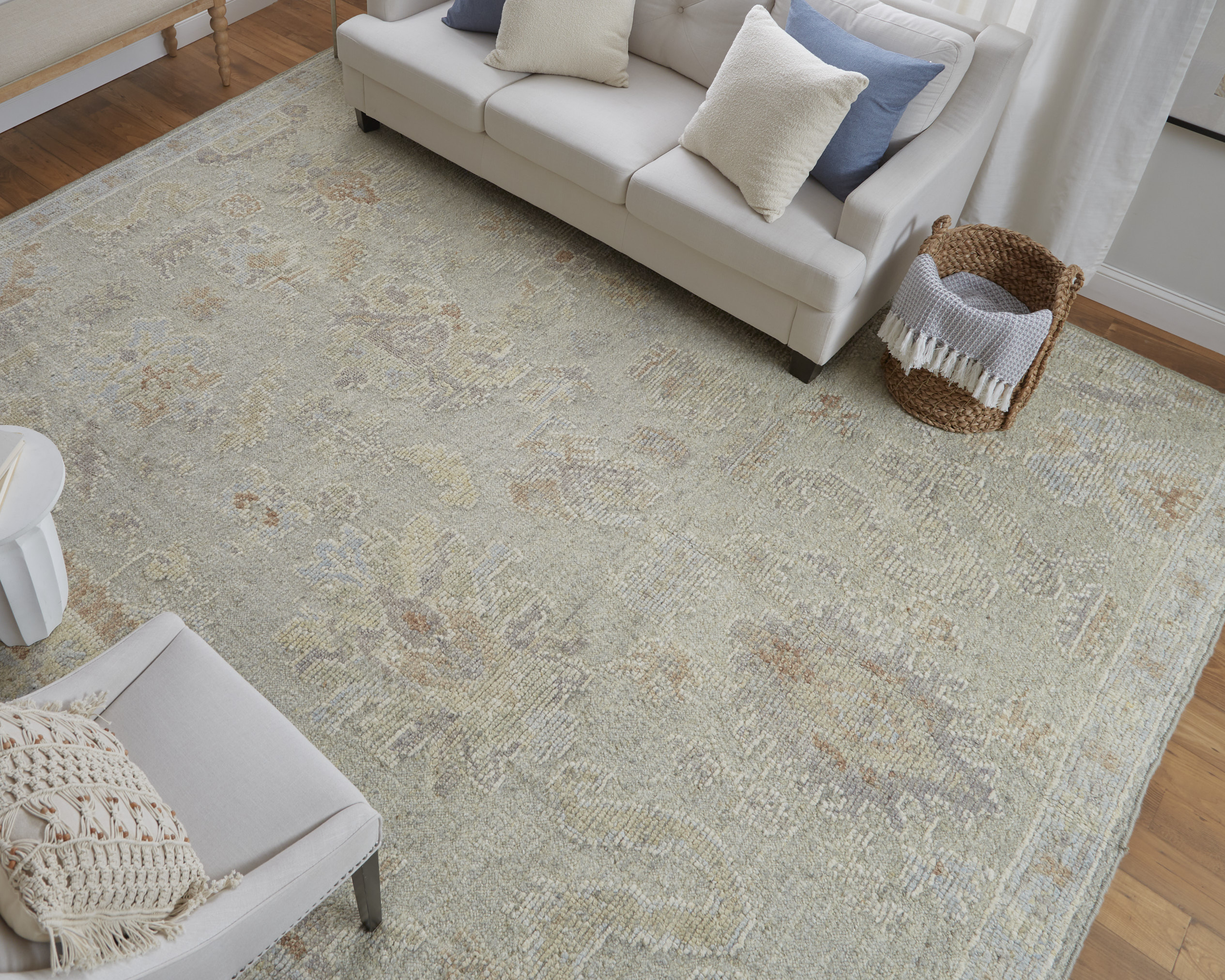 Feizy Grafton Transitional Floral & Botanical 69FNF Gray/Green/Blue Area Rug - Image 2