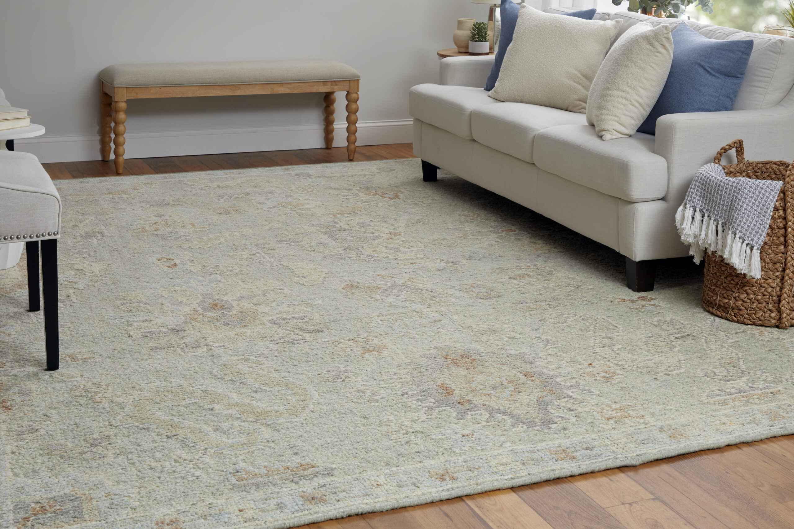 Feizy Grafton Transitional Floral & Botanical 69FNF Gray/Green/Blue Area Rug - Image 7