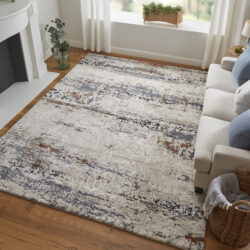 Alternative view of Feizy Gilmore Modern Abstract 39MLF Ivory/Blue/Gray Area Rug