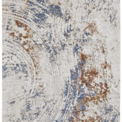 Feizy Gilmore Modern Abstract 39MMF Ivory/Blue/Orange Area Rug
