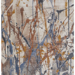 Feizy Gilmore Modern Watercolor 39MPF Blue/Orange/Gray Area Rug