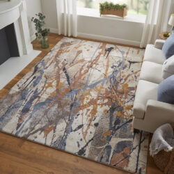 Alternative view of Feizy Gilmore Modern Watercolor 39MPF Blue/Orange/Gray Area Rug