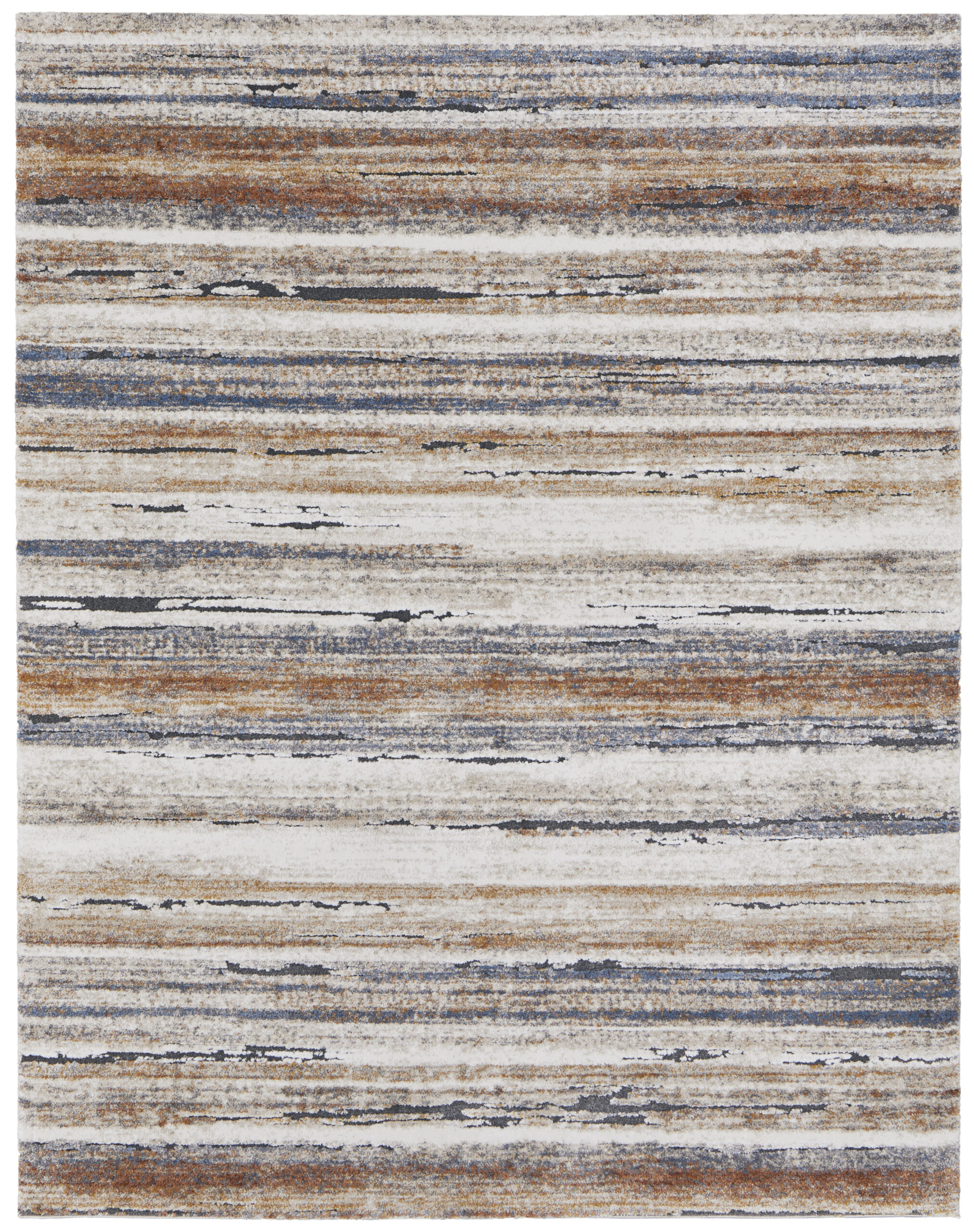 Feizy Gilmore Modern Stripes 39MQF Ivory/Orange/Gray Area Rug