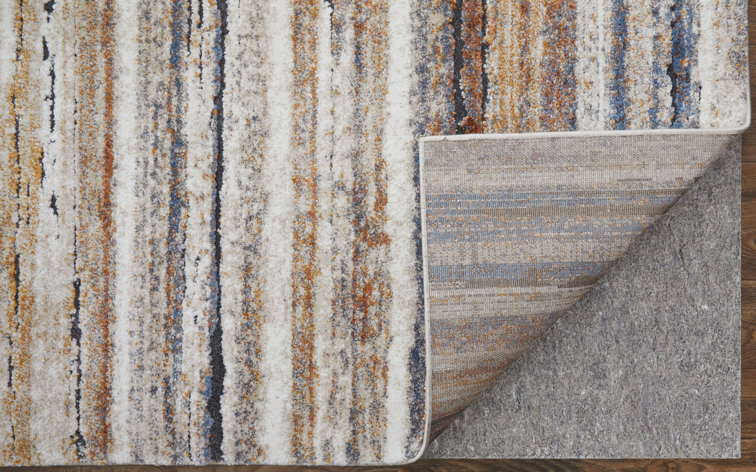 Feizy Gilmore Modern Stripes 39MQF Ivory/Orange/Gray Area Rug - Image 9