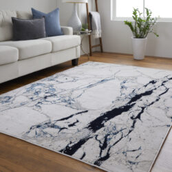 Alternative view of Feizy Indio Modern Abstract 39GWF Ivory/Blue/Black Area Rug