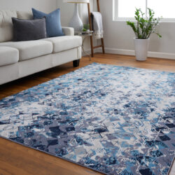 Alternative view of Feizy Indio Modern Diamond 39H0F Blue/Ivory/Gray Area Rug