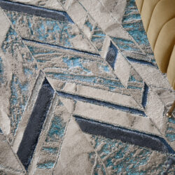 Alternative view of Feizy Indio Modern Herringbone 39H1F Ivory/Blue/Gray Area Rug
