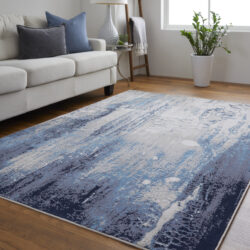Alternative view of Feizy Indio Modern Abstract 39H2F Ivory/Blue/Black Area Rug