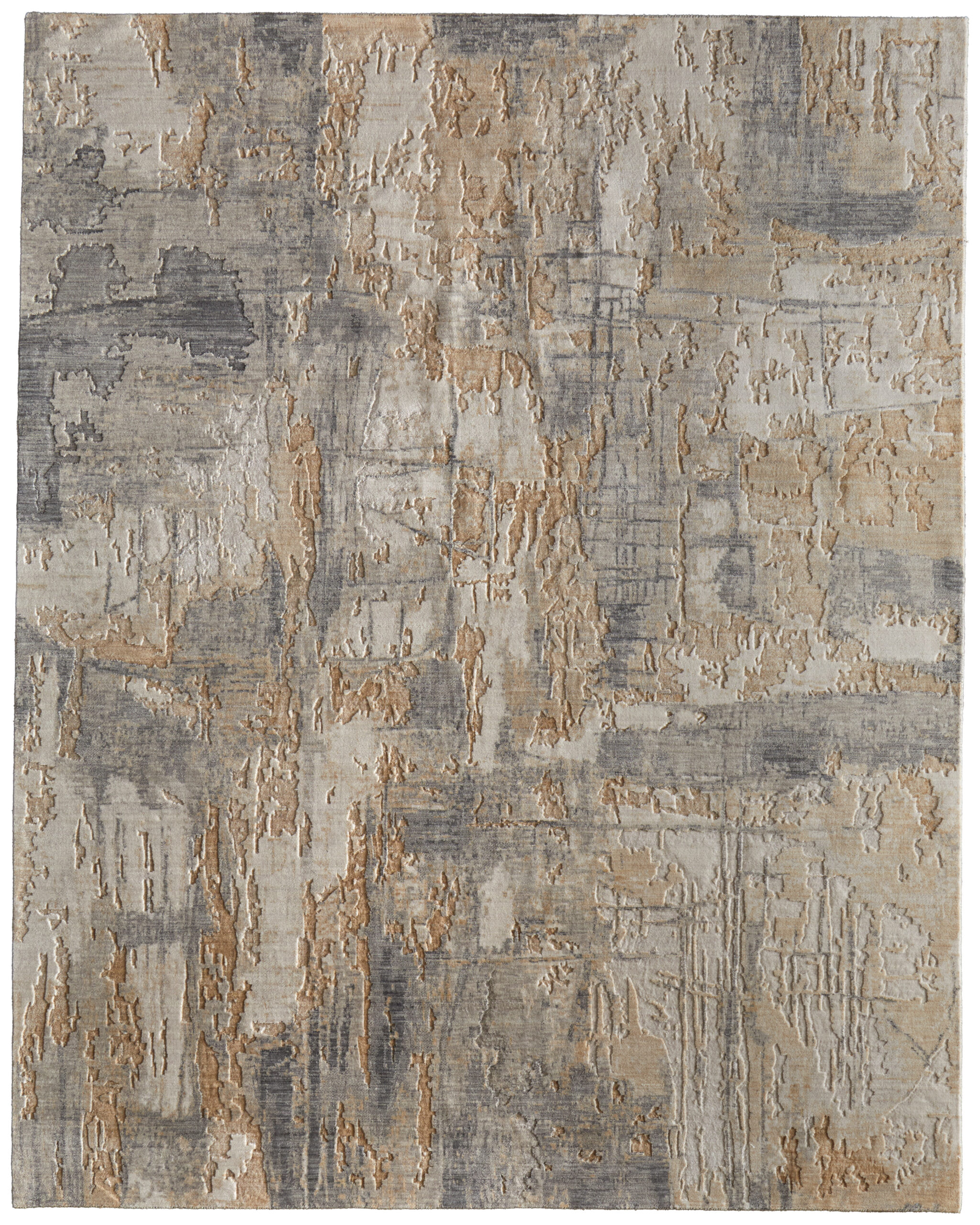 Feizy Jaxson Modern Abstract 39PWF Gray/Tan/Ivory Area Rug