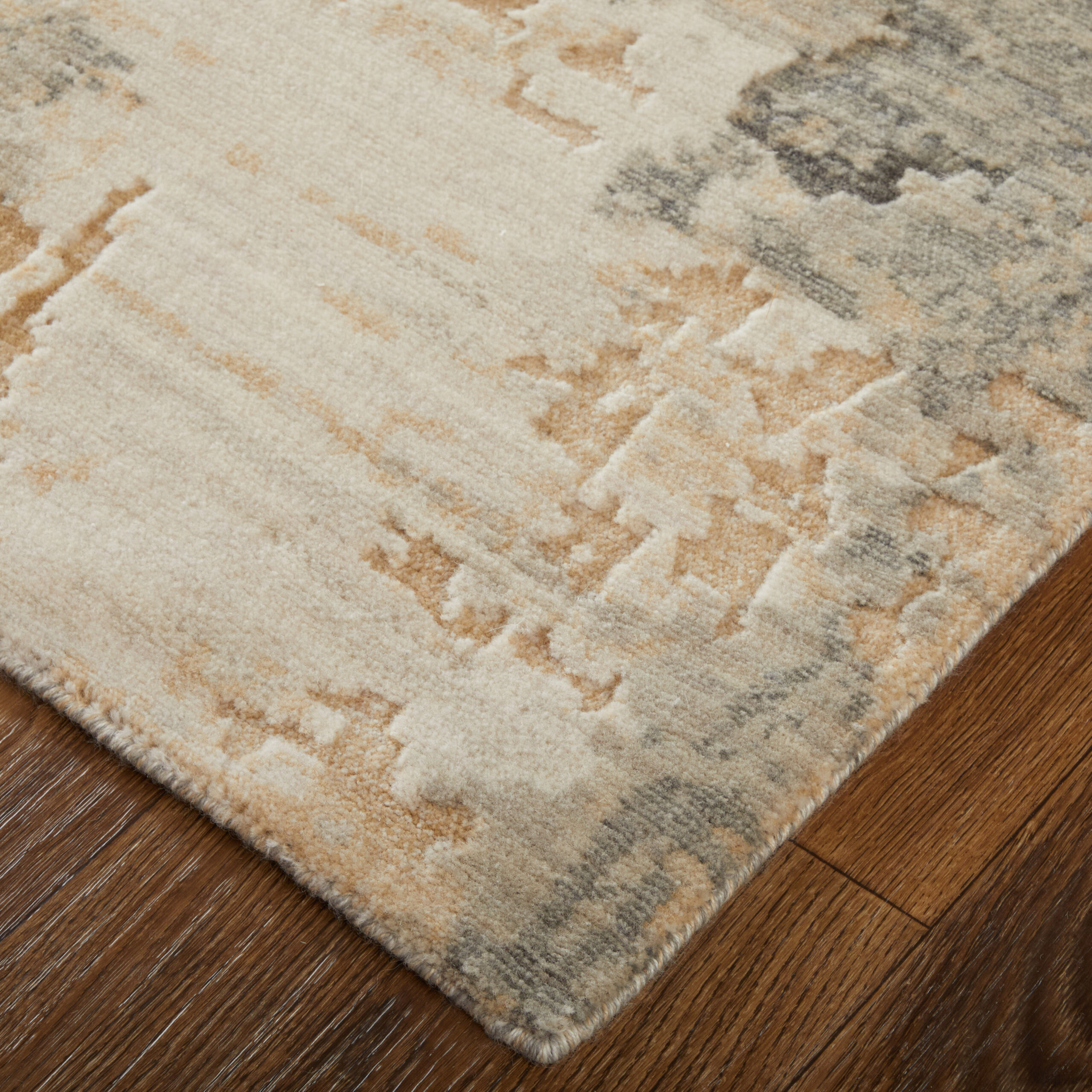 Feizy Jaxson Modern Abstract 39PWF Gray/Tan/Ivory Area Rug - Image 2