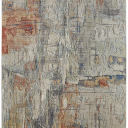 Feizy Jaxson Modern Abstract 39PWF Gray/Orange/Ivory Area Rug