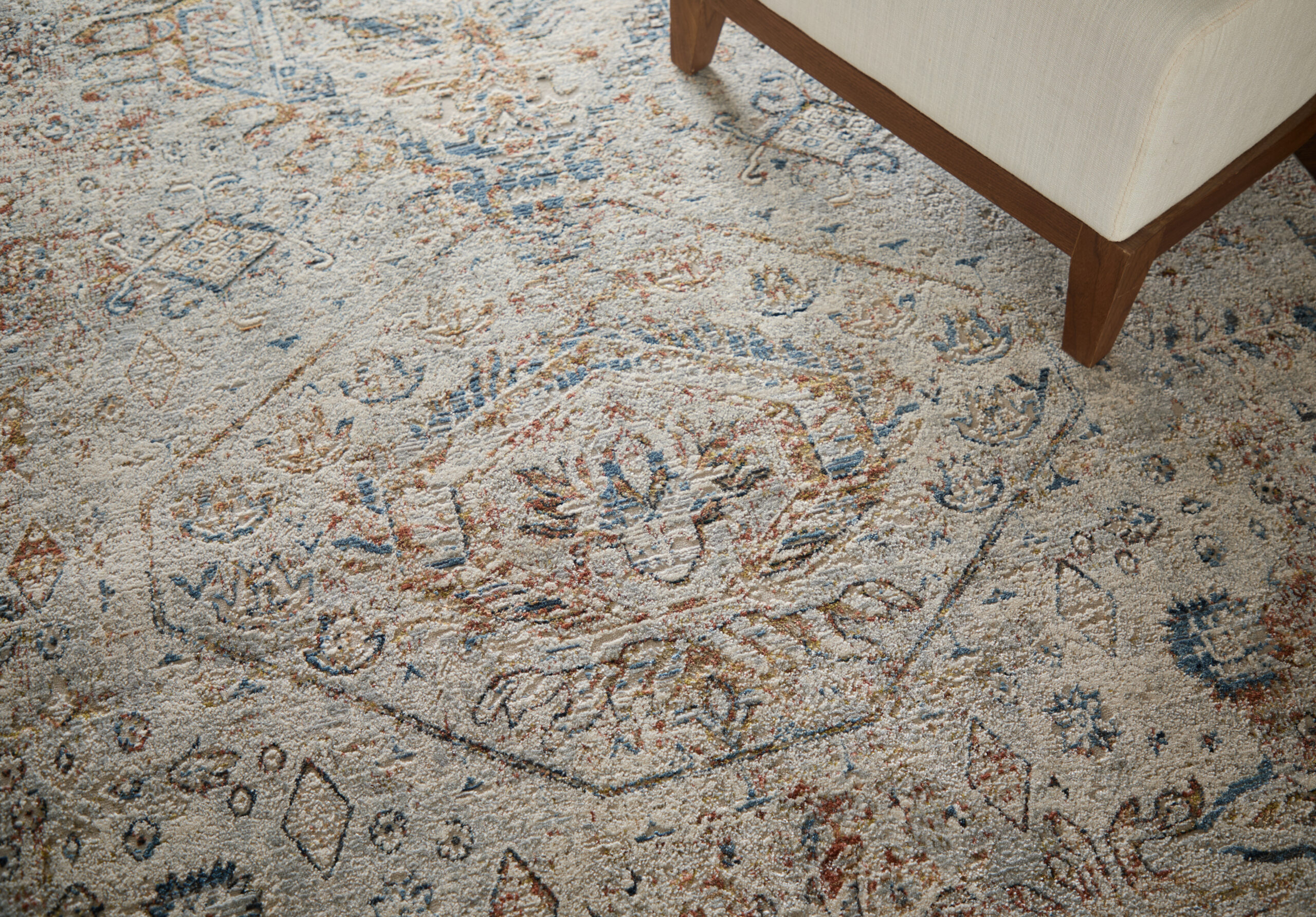 Feizy Kaia Transitional Medallion 39GJF Tan/Orange/Red Area Rug - Image 2