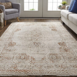 Alternative view of Feizy Kaia Transitional Distressed 39GKF Tan/Ivory/Orange Area Rug