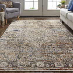 Alternative view of Feizy Kaia Transitional Medallion 39GMF Tan/Orange/Blue Area Rug