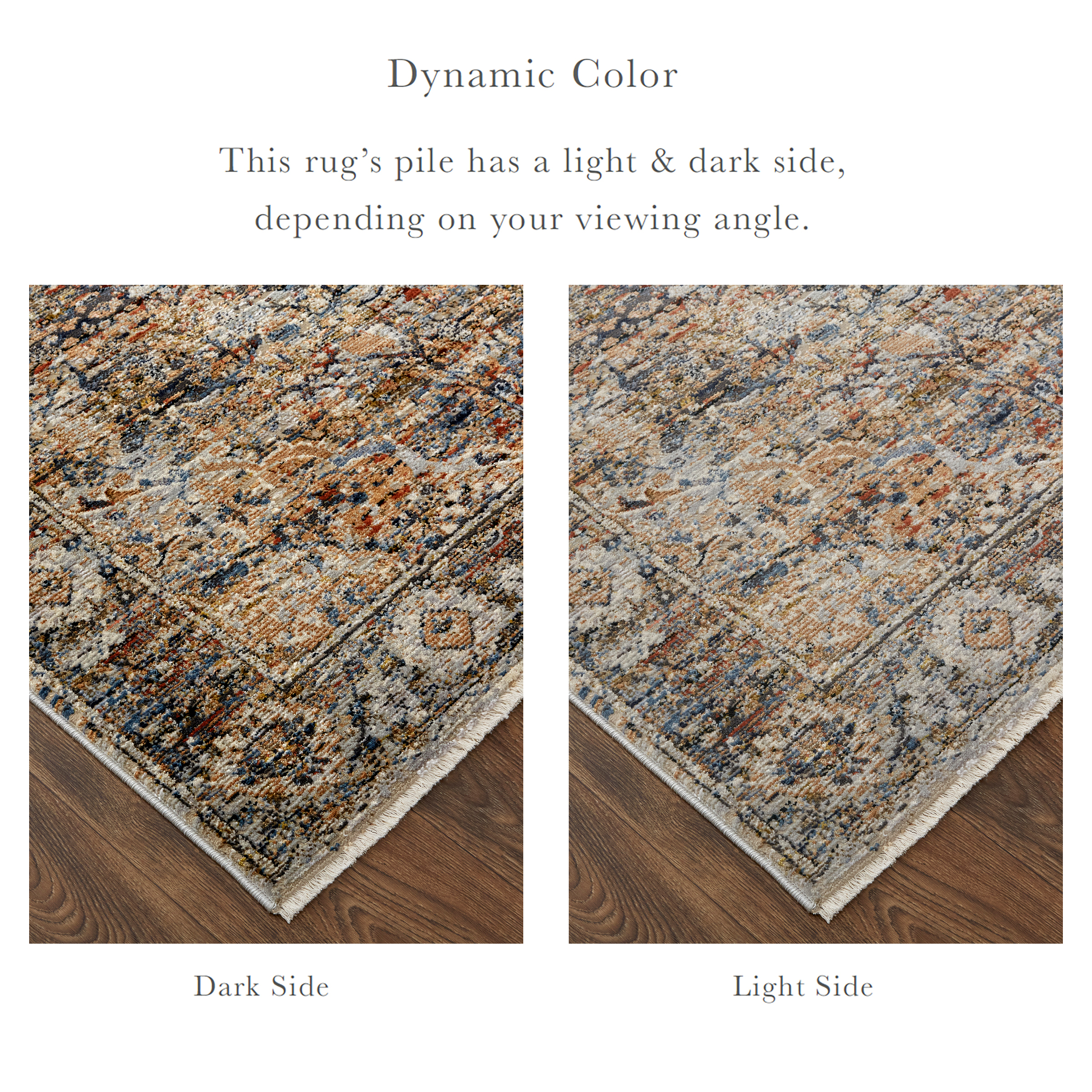 Feizy Kaia Transitional Medallion 39GMF Tan/Orange/Blue Area Rug - Image 3