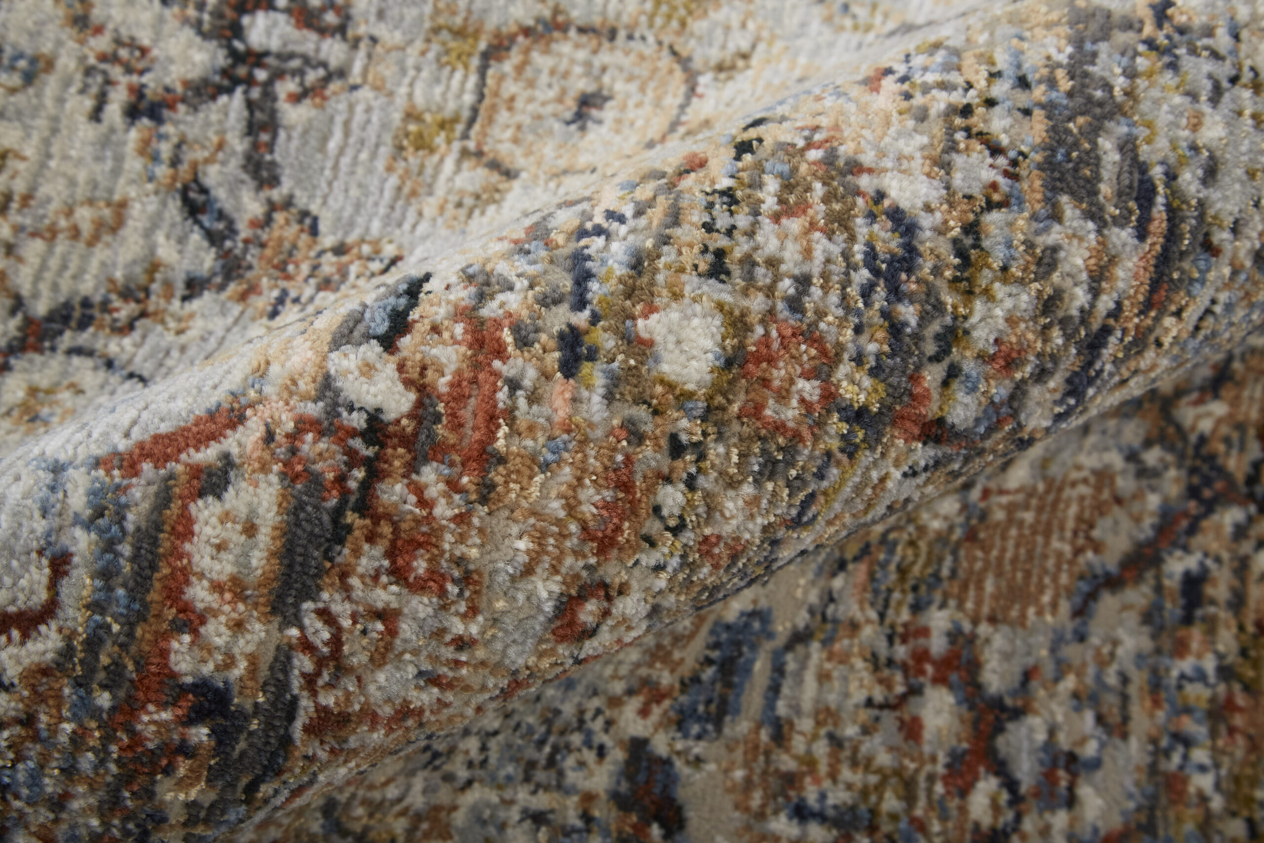 Feizy Kaia Transitional Medallion 39GMF Tan/Orange/Blue Area Rug - Image 4