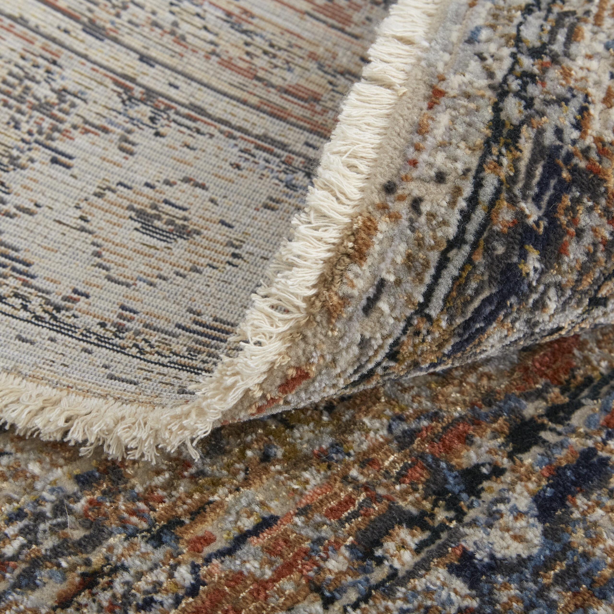 Feizy Kaia Transitional Medallion 39GMF Tan/Orange/Blue Area Rug - Image 8