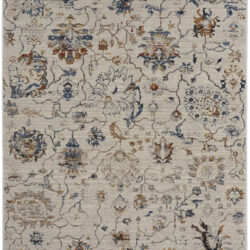 Feizy Kaia Transitional Floral & Botanical 39GPF Ivory/Orange/Blue Area Rug