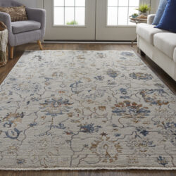 Alternative view of Feizy Kaia Transitional Floral & Botanical 39GPF Ivory/Orange/Blue Area Rug