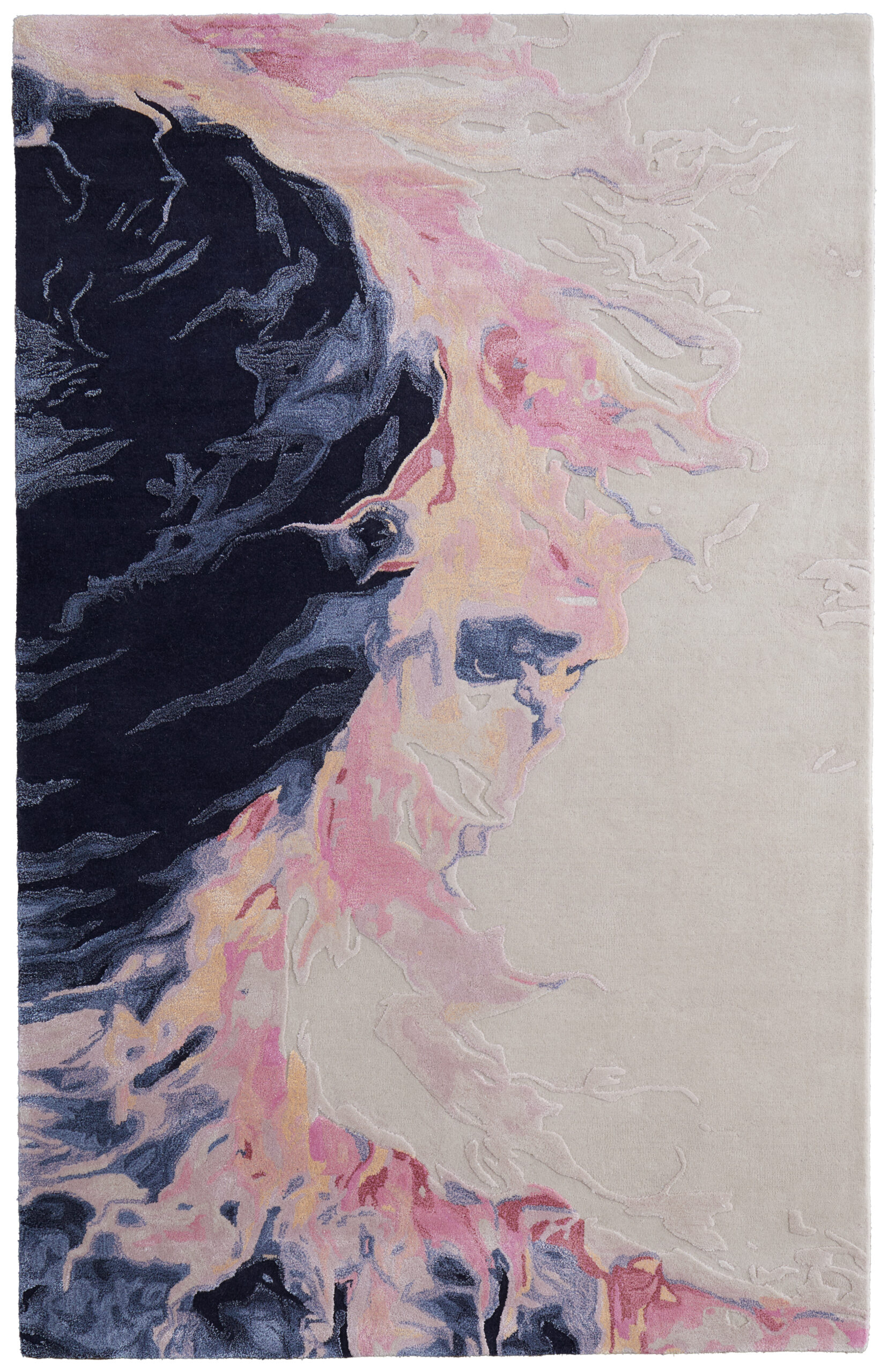 Feizy Kawai Modern Abstract 8985F Pink/Blue/Ivory Area Rug