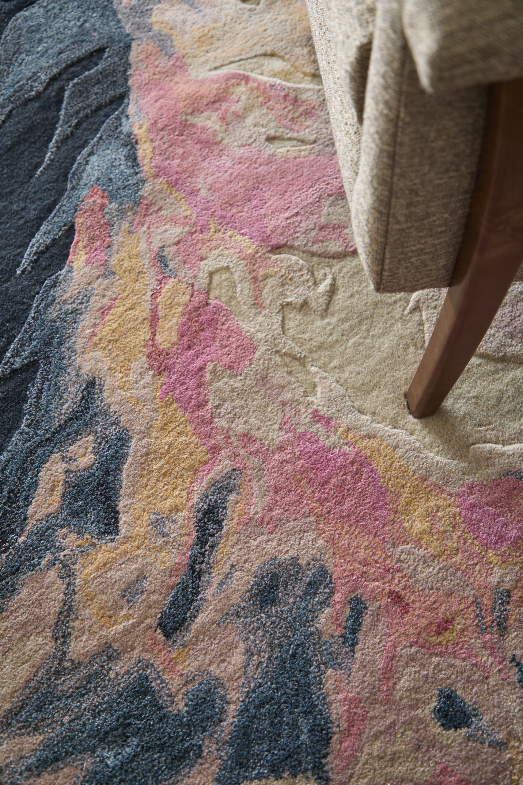 Feizy Kawai Modern Abstract 8985F Pink/Blue/Ivory Area Rug - Image 2