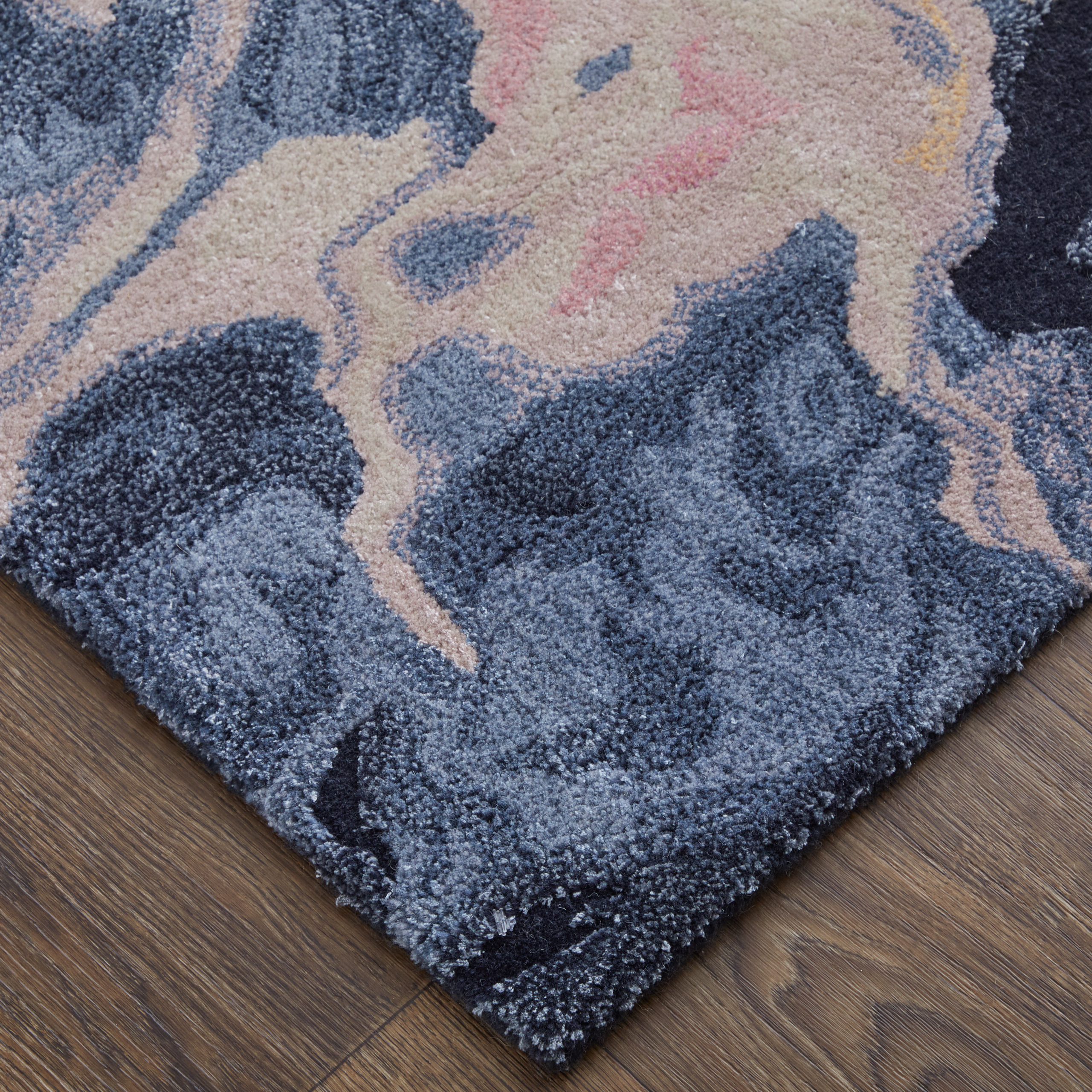 Feizy Kawai Modern Abstract 8985F Pink/Blue/Ivory Area Rug - Image 3