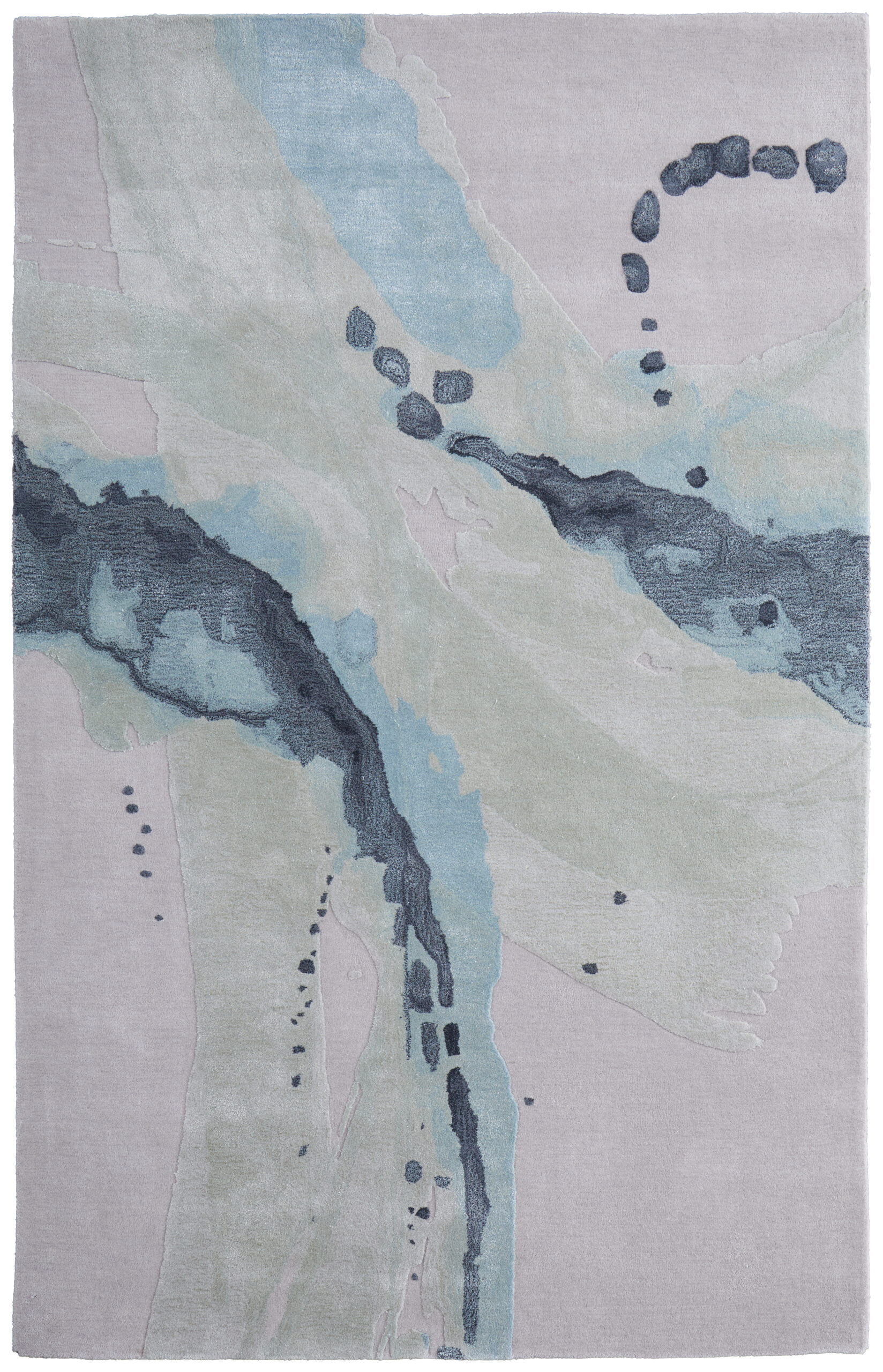 Feizy Kawai Modern Abstract 8986F Green/Blue/Ivory Area Rug