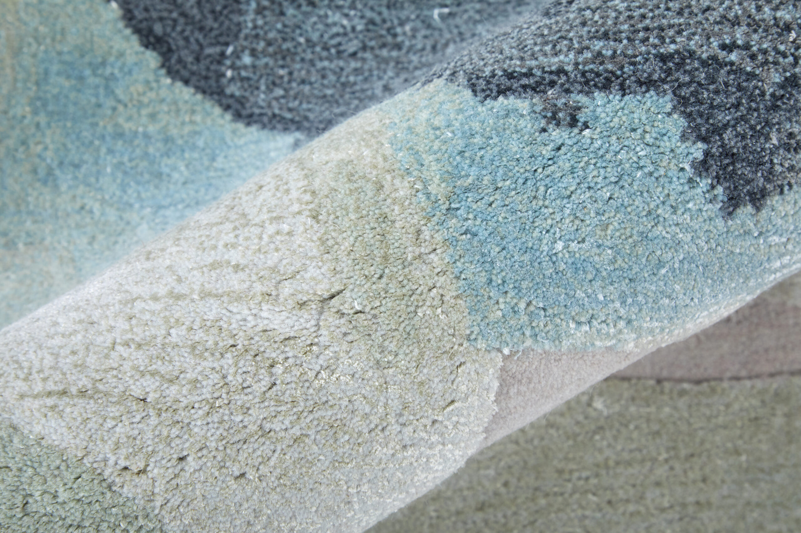 Feizy Kawai Modern Abstract 8986F Green/Blue/Ivory Area Rug - Image 3