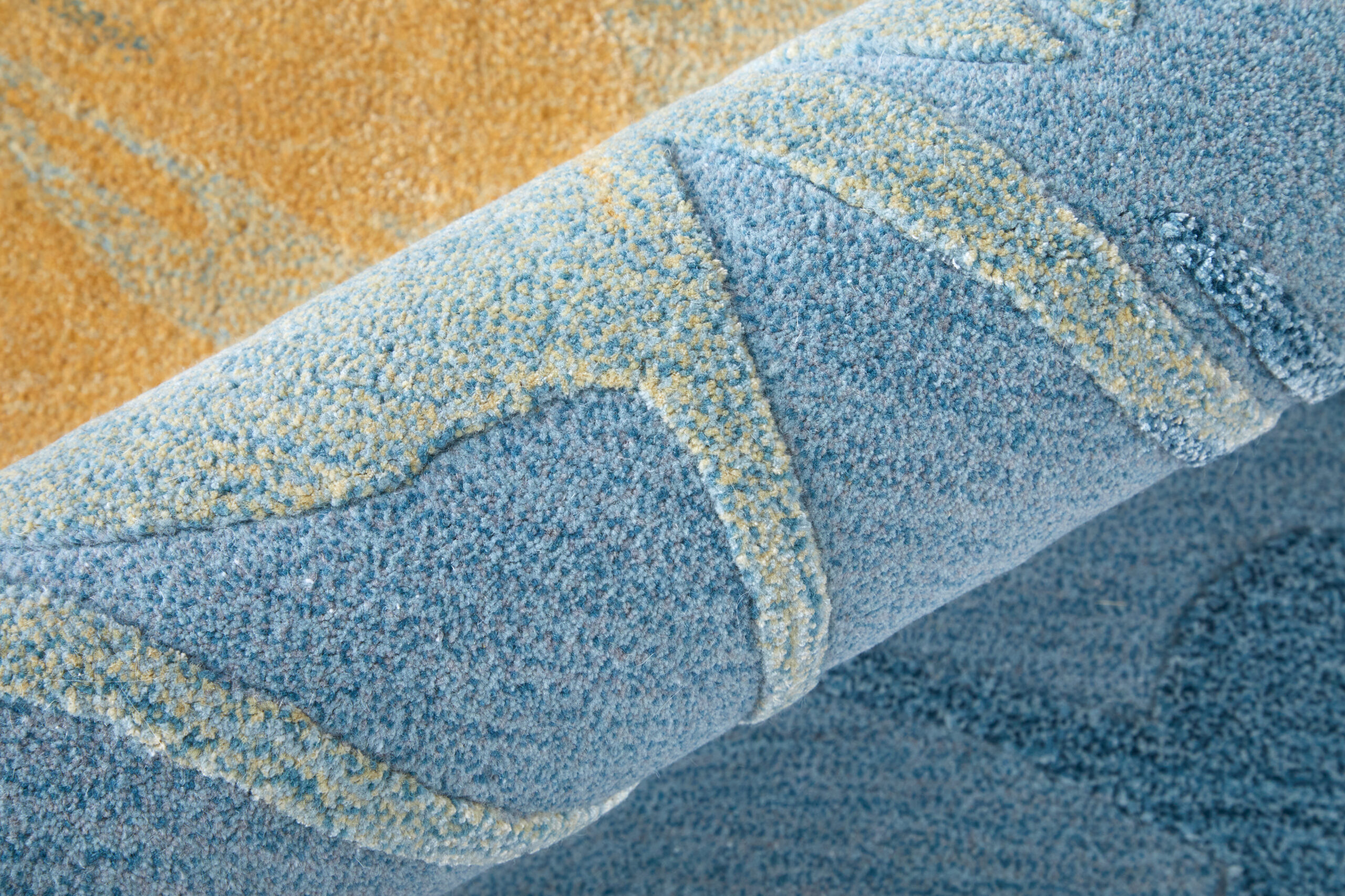 Feizy Kawai Modern Abstract 8987F Blue/Gold/Gray Area Rug - Image 4