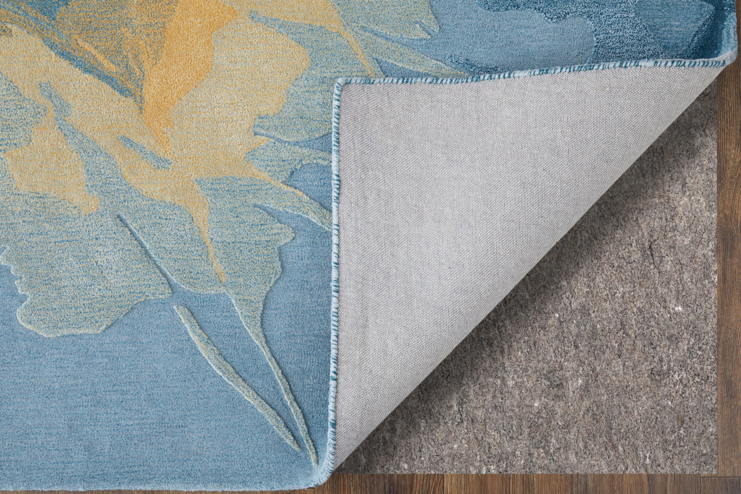 Feizy Kawai Modern Abstract 8987F Blue/Gold/Gray Area Rug - Image 8