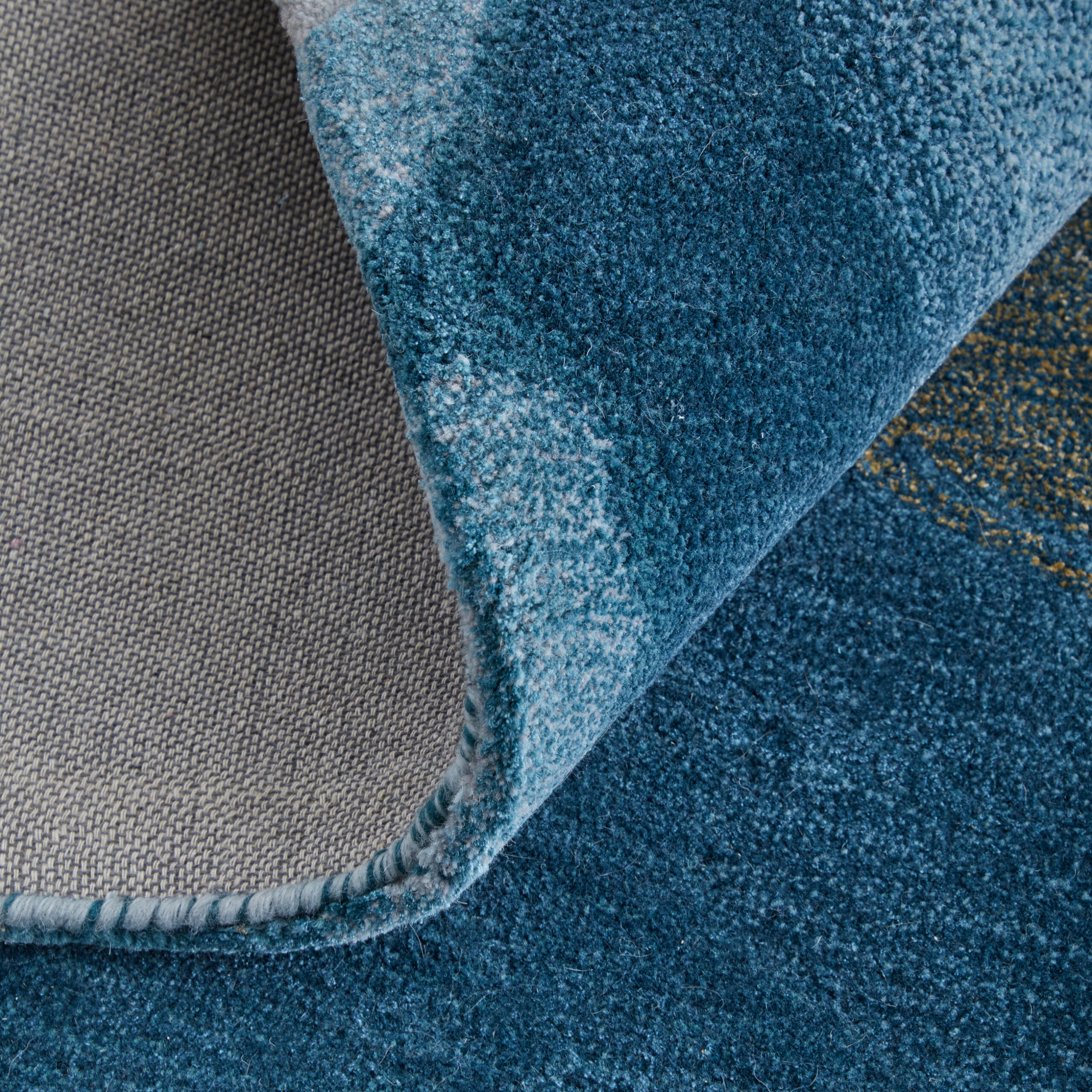 Feizy Kawai Modern Abstract 8987F Blue/Gold/Gray Area Rug - Image 9