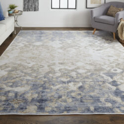 Alternative view of Feizy Laina Transitional Gradient & Ombre 39G7F Tan/Ivory/Blue Area Rug