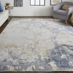 Alternative view of Feizy Laina Transitional Abstract 39G8F Tan/Blue Area Rug